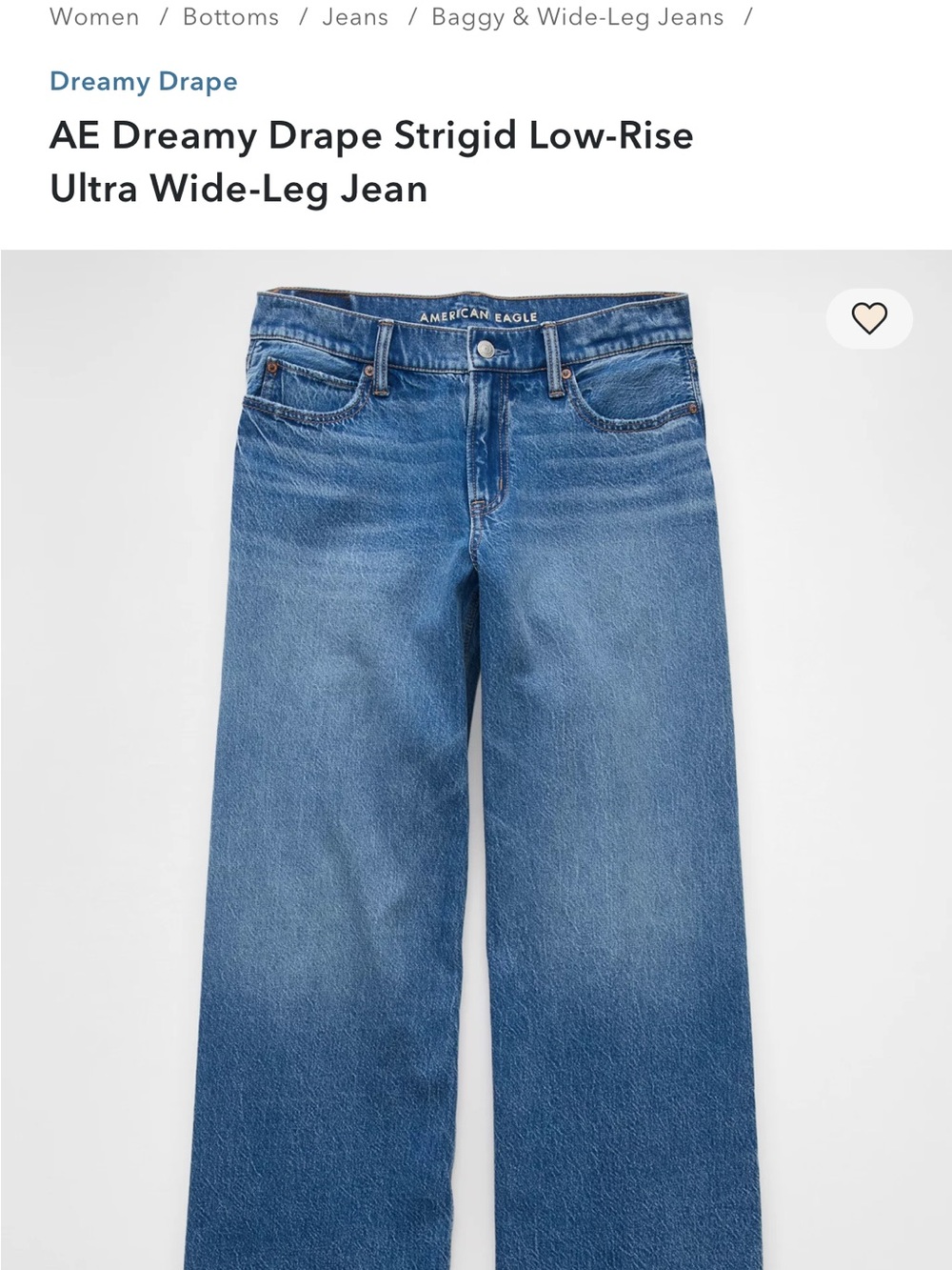 AE Dreamy Drape Strigid Low Rise Ultra Wide Leg Jeans